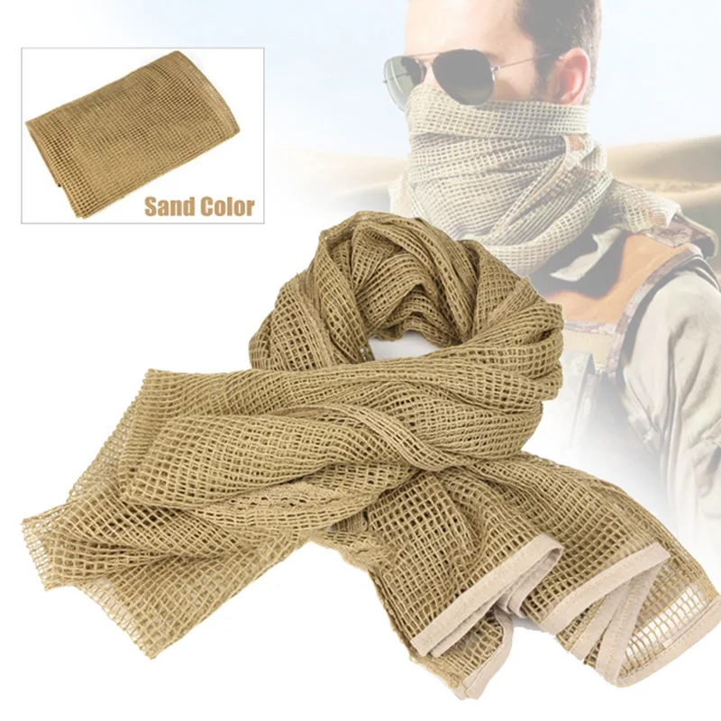 Tactical Desert KeffIyeh Net Cloth Soft Light Weight Arabic Man Camouflage Scarf Hunting Multi Purpose Clambing Hiking Scarve