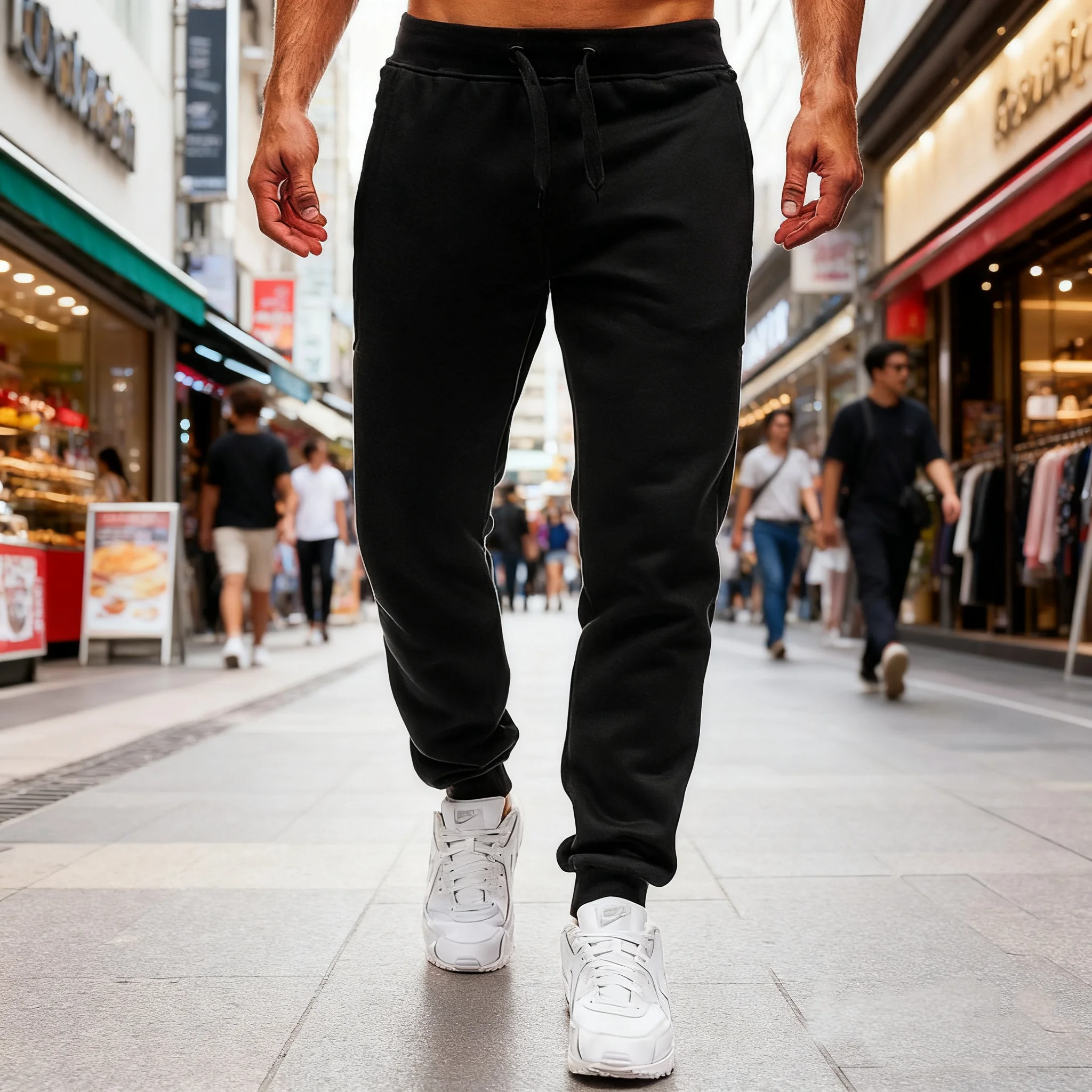 

New Men's Casual Pants with Leg Tight Fit and Elastic Waist, Korean Classic Black Men's Leg Tight Casual Pants