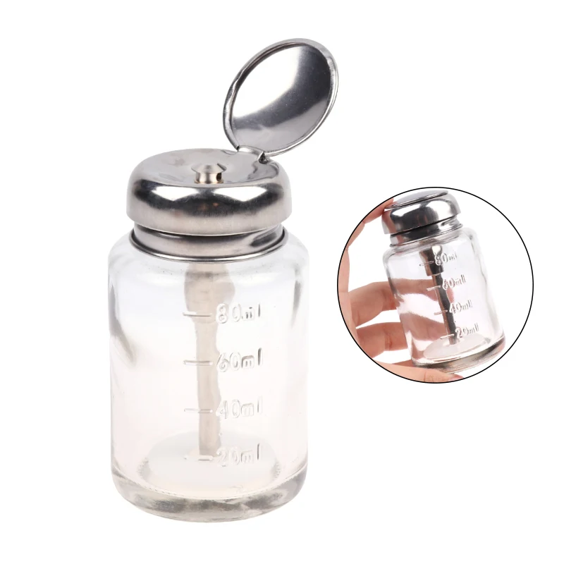 100Ml Dispenser Pomp Fles Nagellak Naar Beneden Duwverwijderaar Flessen Lege Pomppot Airless Pers Manicure Heldere Vloeibare Make-Up