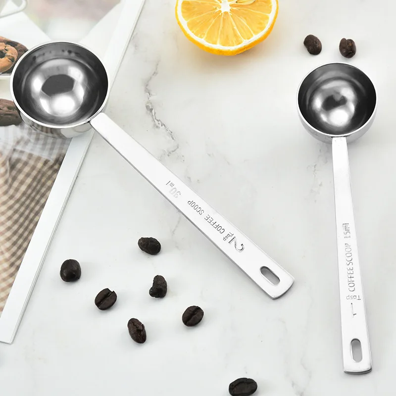 

15ML/30ML Metal Measuring Spoon Coffee Scoop Thicken Stainless Steel Smooth long handle Tablespoon Milk Spoons Kitchen Bar Tools