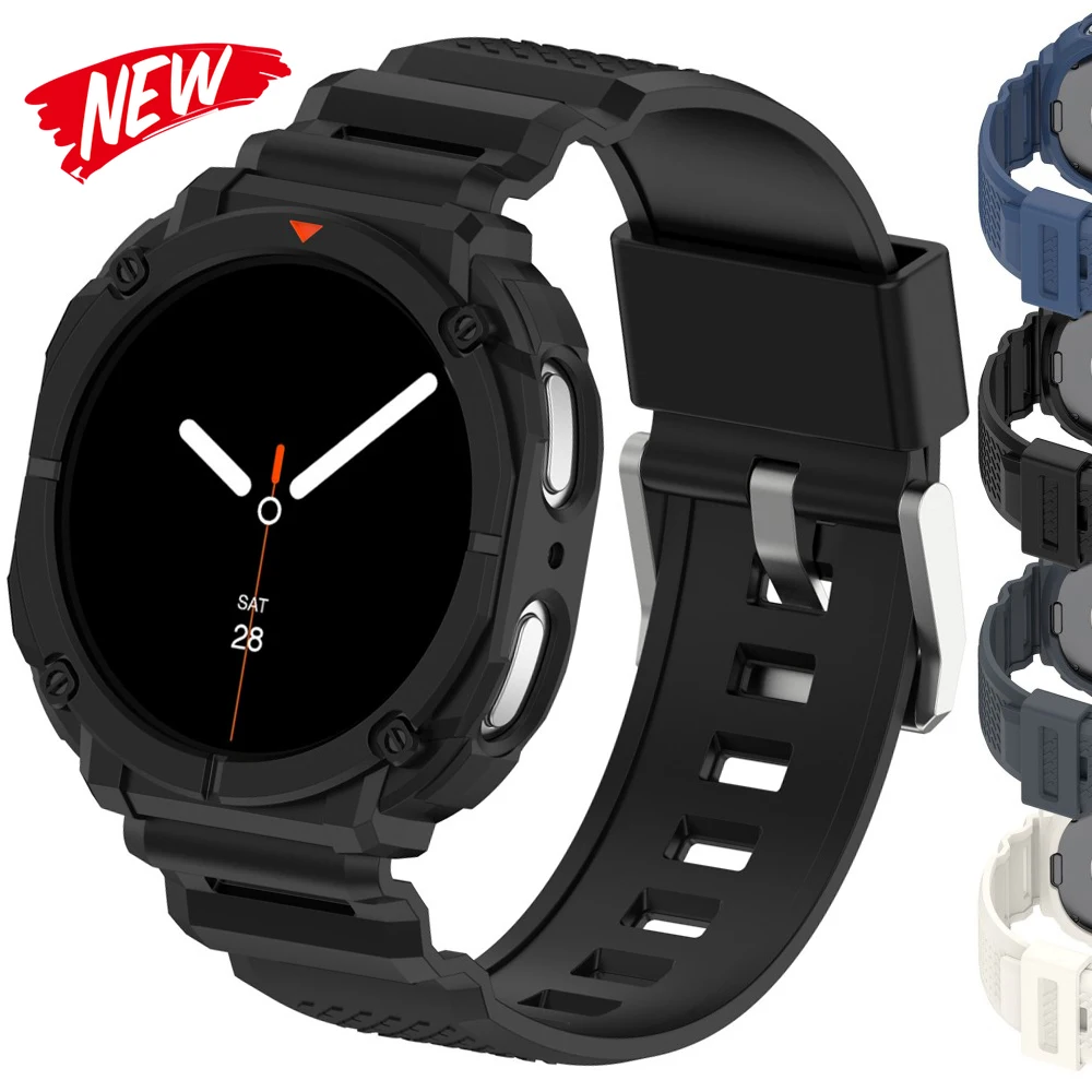 

2in1 TPU Case+Strap For Samsung Galaxy Watch 8 44 40mm Strap Silicone Breathable Strap For Samsung Watch 8 Replacement Band