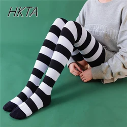 2025 New Spring Autumn Cotton Black Striped Extended Knee Socks Sweet Versatile Color Stockings Japanese Cos Thigh Socks Women