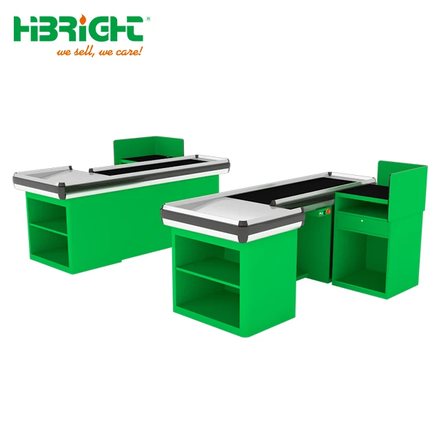 Supermarket Double Side Customized Checkout Counter With Belt