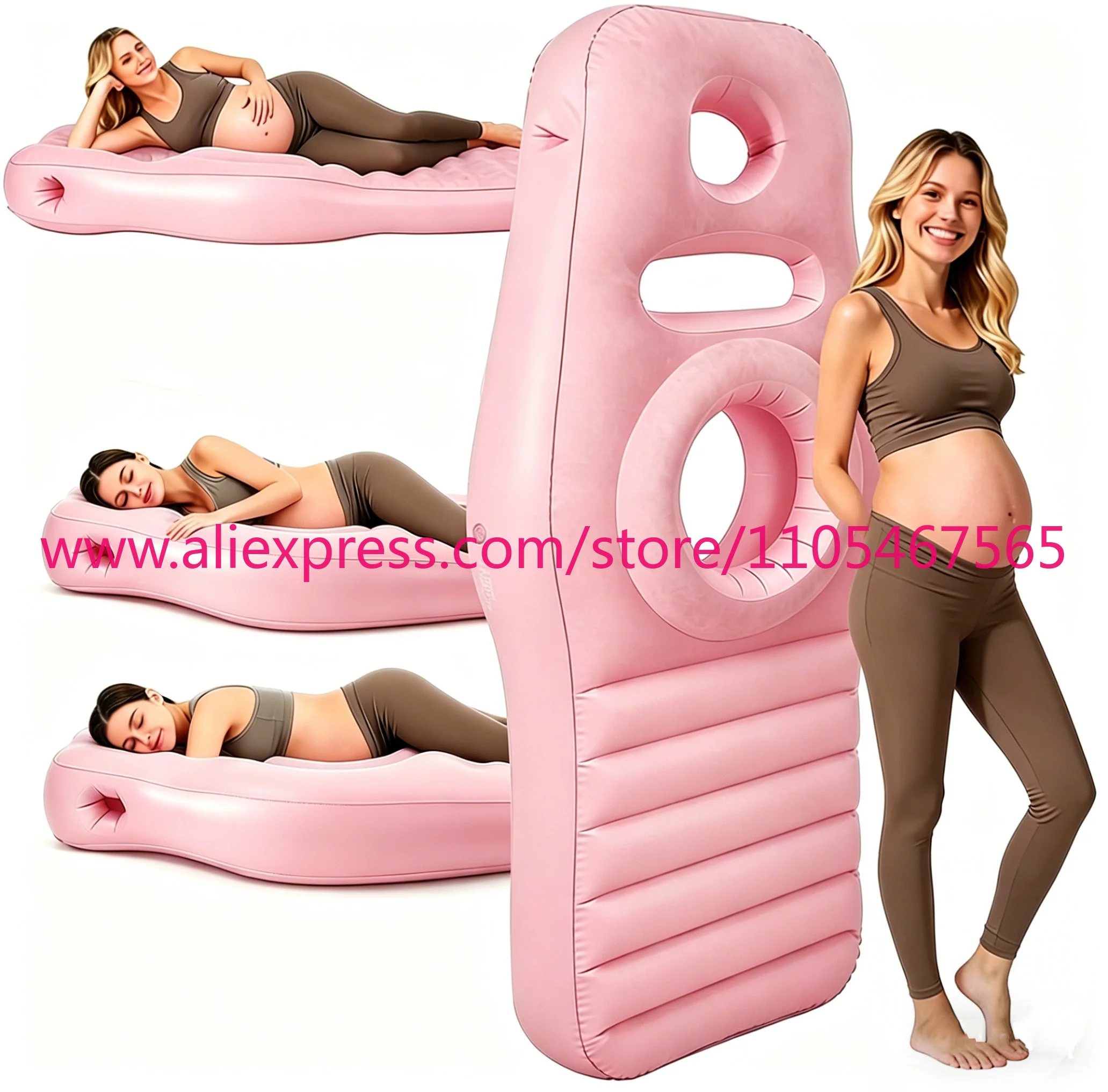 Inflatable pillow for pregnant women, lead hole, environmentally friendly PVC material, O-shaped design, abdominal support