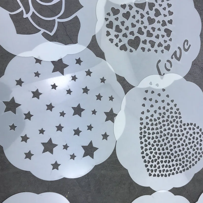 6-inch Round Lace Cake Stencil Happy Birthday Pattern Love Rose Hollow Template Wedding Cake Decorating Tools Graffiti DIY Mold