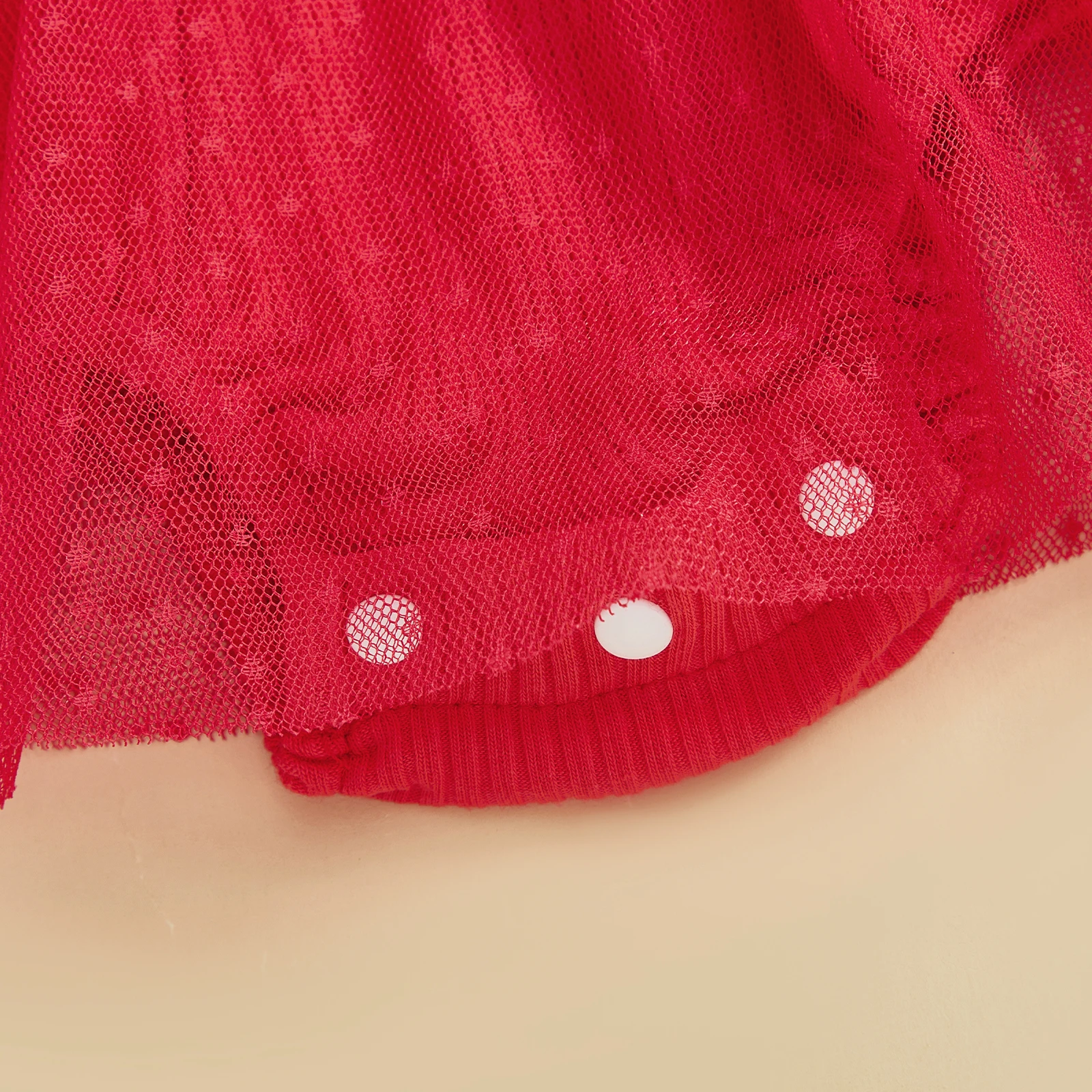 

0-18M Infant Baby Girl Fall Ribbed Romper Dress Santa Claus Round Neck Long Sleeve Mesh Bubble Jumpsuit with Headband