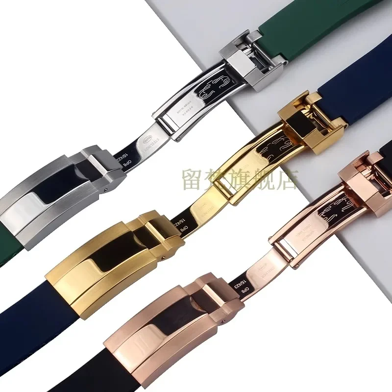 20mm 21mm Rubber Watchband for Rolex Submariner DAYTONA GMT Yacht-Master Silicone Strap Black Watch Band Bracelet