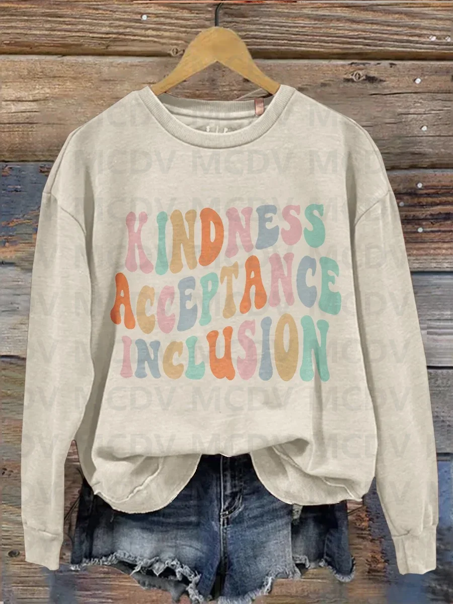 

Women's Kindness Teacher Print Casual Long Sleeve Sweatshirt 3D Printed Women Pullover