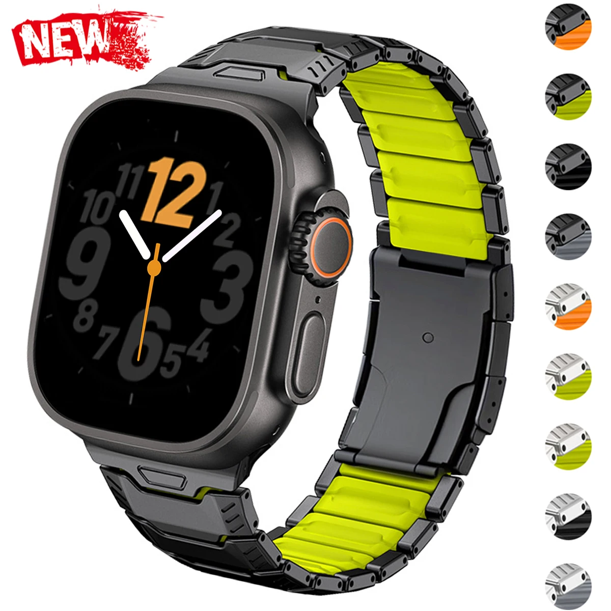 Luxury Titanium Rubber Band for Apple Watch Ultra 49MM 46 45 44 42mm Metal Loop Strap for Iwatch S11 10 9 8 7 6 SE3 Bracelet
