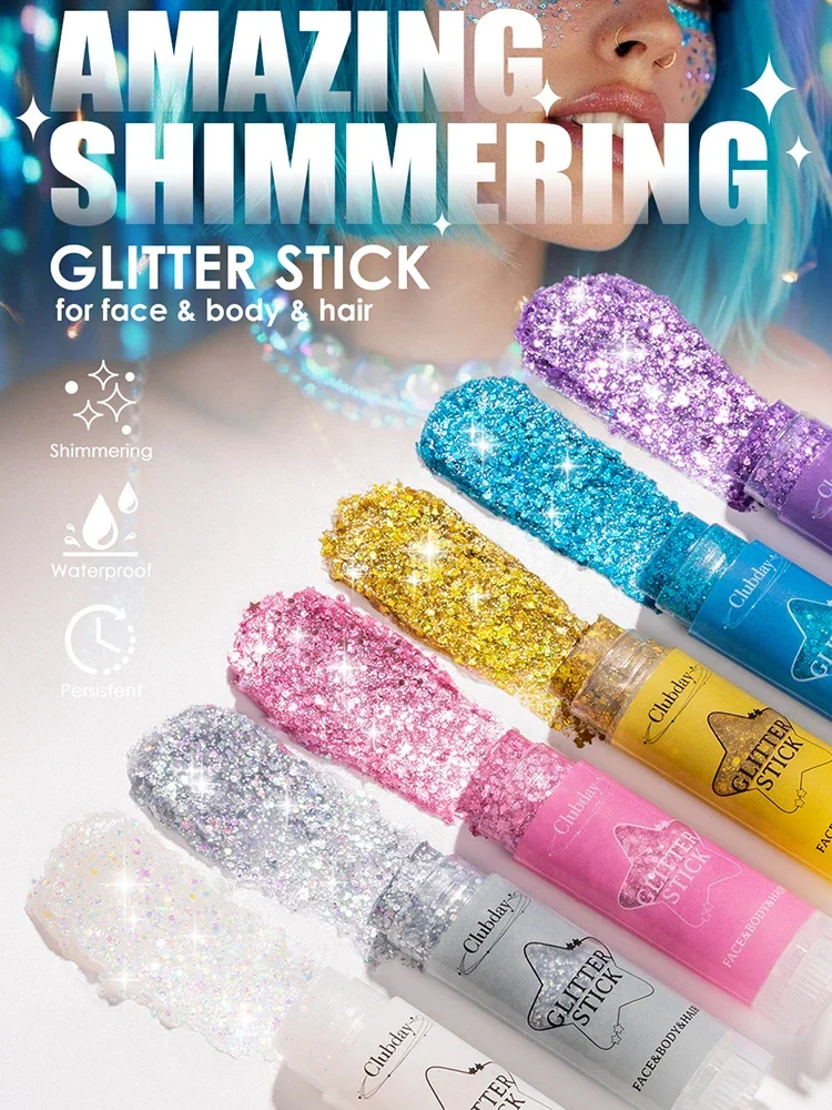 Paillettes scintillanti Glitter Gel Stick Highgloss Shine Bianco Perla Rosa Ombretto Glitter Viso Body Painting Illumina il trucco scenico