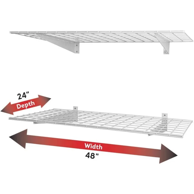 رف تخزين جداري للجراج ، أبيض ، عبوة من 2