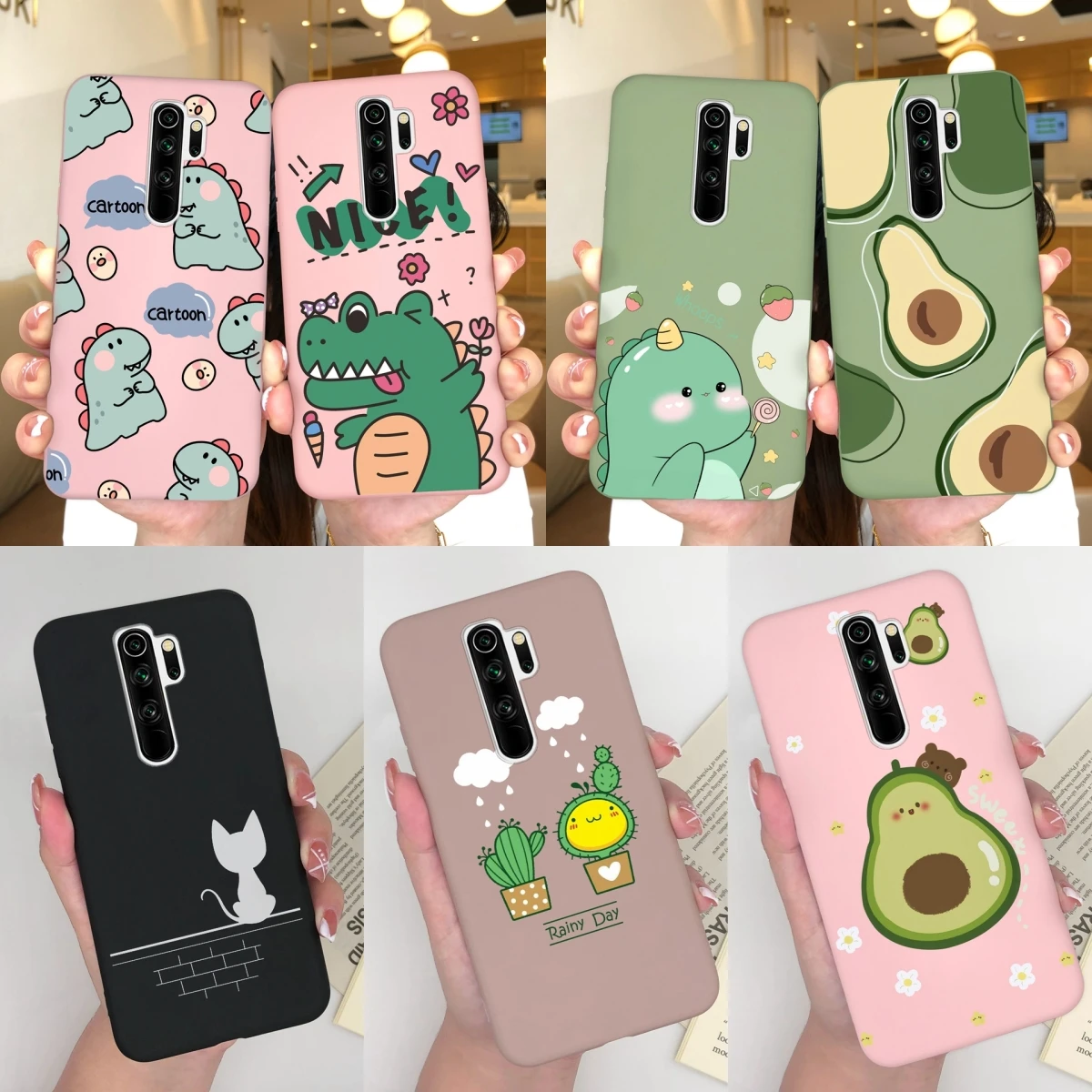 Cases For Redmi Note 8 Note 8 Pro Note 8T Cute Dinosaur Avocado Silicone Protective For Xiaomi Redmi Note8 Note8Pro Note8T Shell