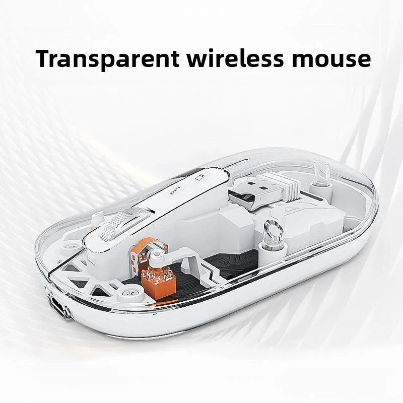 

Wireless transparent crystal three-mode desktop Bluetooth mouse, notebook charging silent
