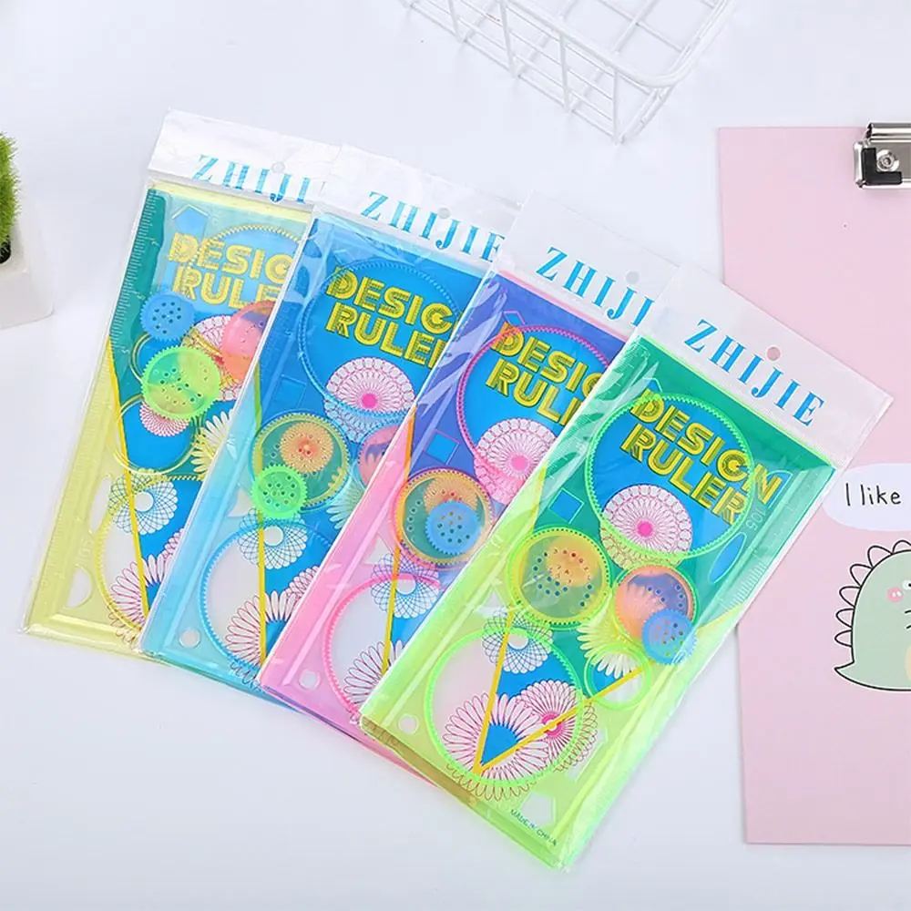 Righello in plastica multiforma Modello di disegno per pittura multifunzione Modello geometrico ovale Modello curvo Righello Regalo creativo