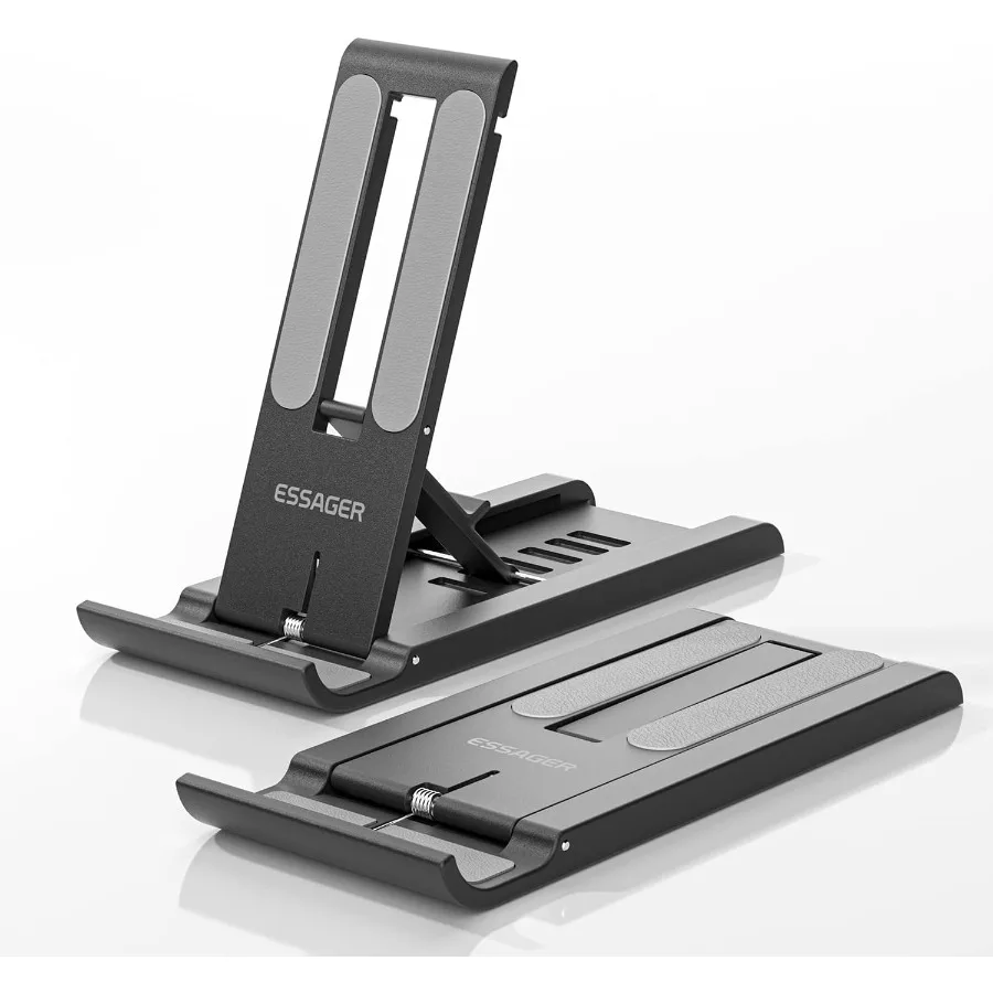 

ESSAGER 2 Pack Foldable Mini Cell Phone Stand Adjustable Mobile Phone Holder for Desk Compatible with iPhone Kindles Smartphone