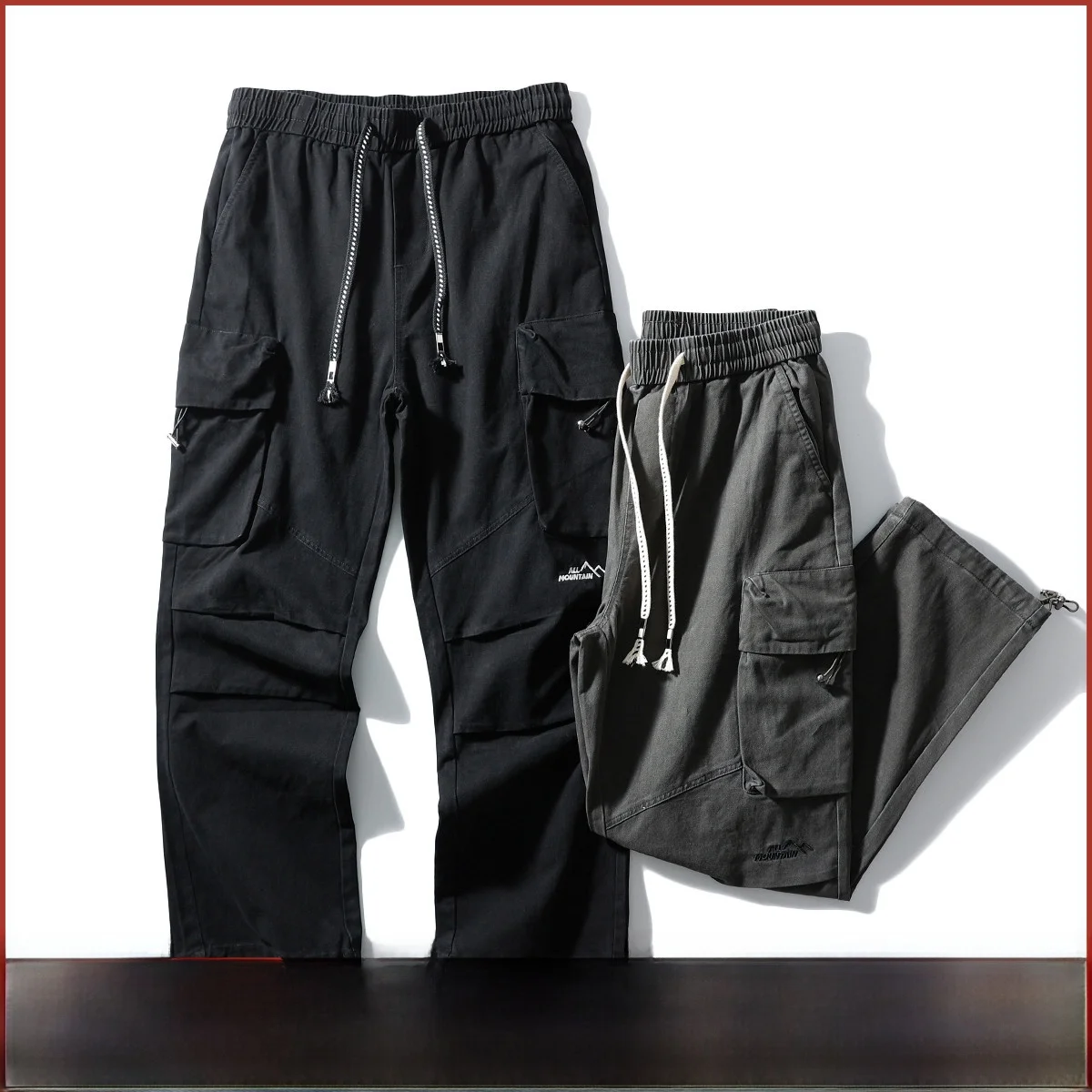 

00% Cotton Workwear Trousers Men's Autumn New Casual Belted Straight Leg Long Pants Outdoor ket Design Youth Active Sle