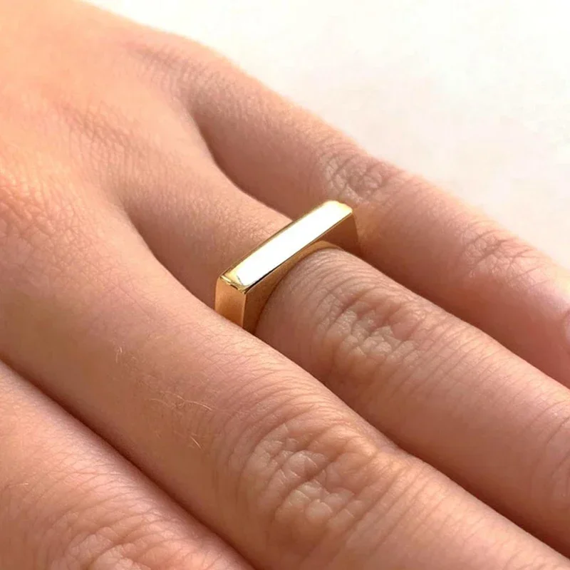 24k Gold and Silver Plating Gold Square Plain Metal Punk Ring Women Luxury Jewelry 2022 Party Fashion Fine Jewelry