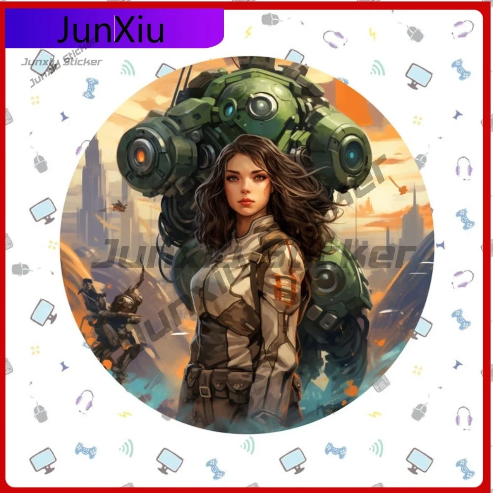 

Trendy Future Girl with Mech Sticker Waterproof Vinyl UV resistant Decal Car Truck Window Bumper Science Fiction Anime