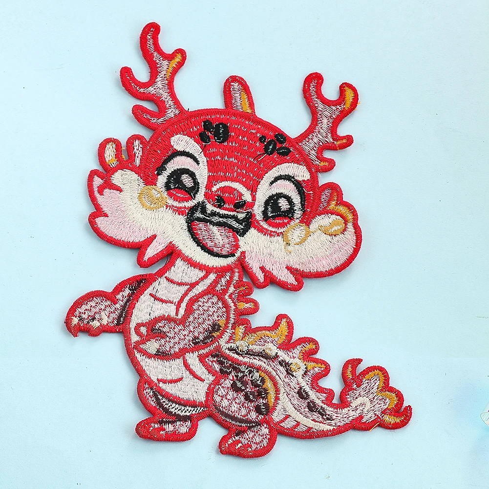 Large Chinese Dragon Embroidery Applique New Year Garment Decoration Iron On Transfer Patch for Clothing Curtain Fabric Supplies