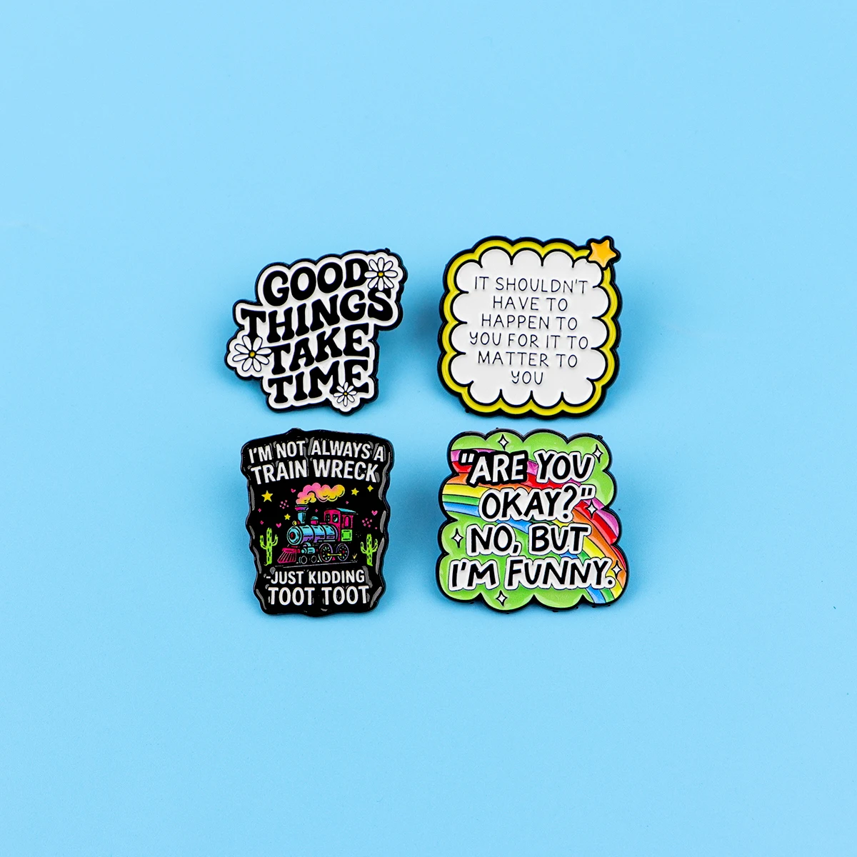 Are You OKay Enamel Pin Funny TRAIN Quotes Brooch Lapel Badge for Backpacks Hats Bags Creative Fashion Jewelry Gift