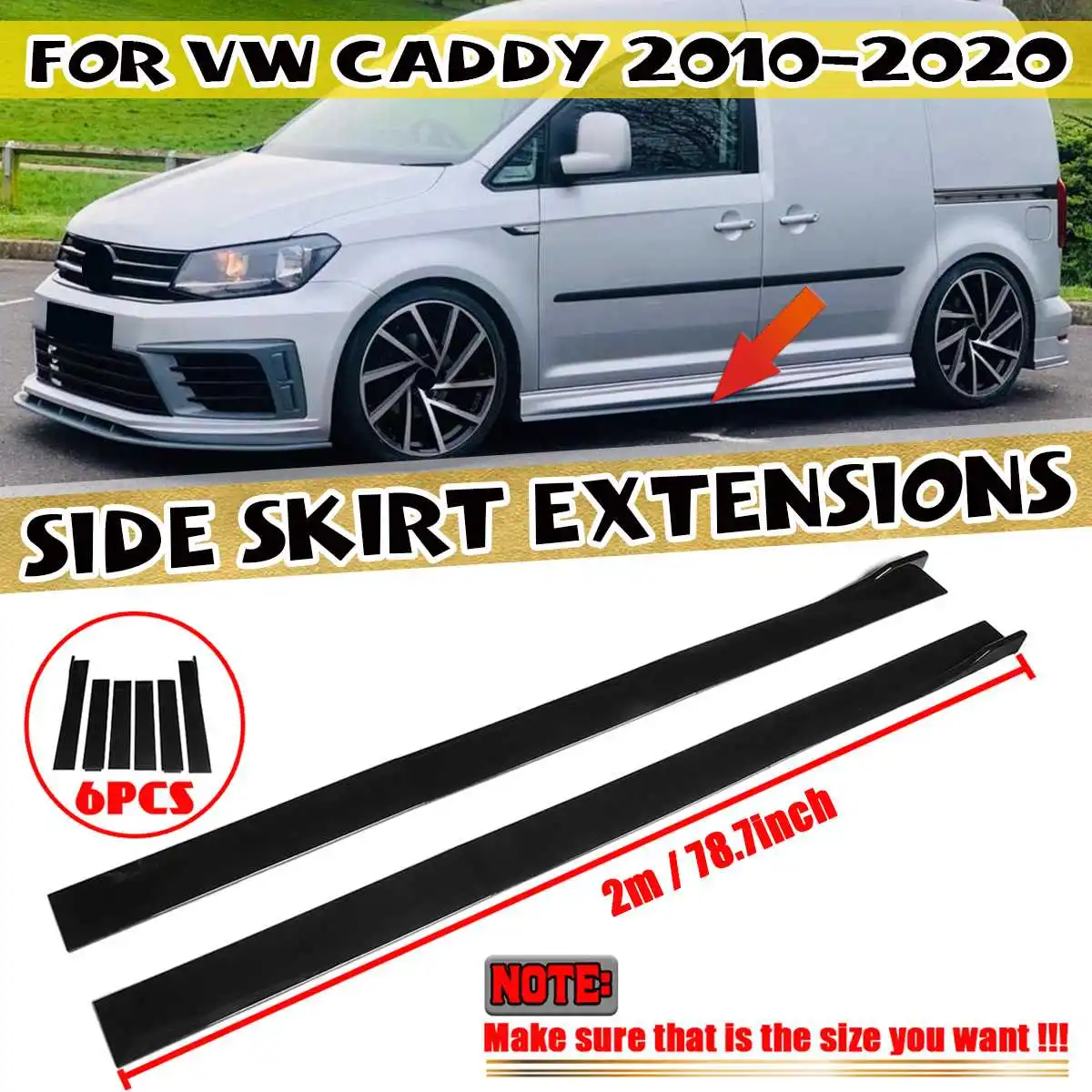 2m Auto Gonna Laterale Splitter Winglet Ala Laterale Paraurti Labbro Per VOLKSWAGEN Per VW Per Polo