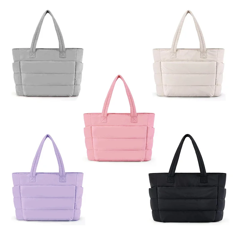 

Women's Bag Solid Color Tote Bag Commuting College Padded Shoulder Bag Leisure Simple Female Handbags for Travel