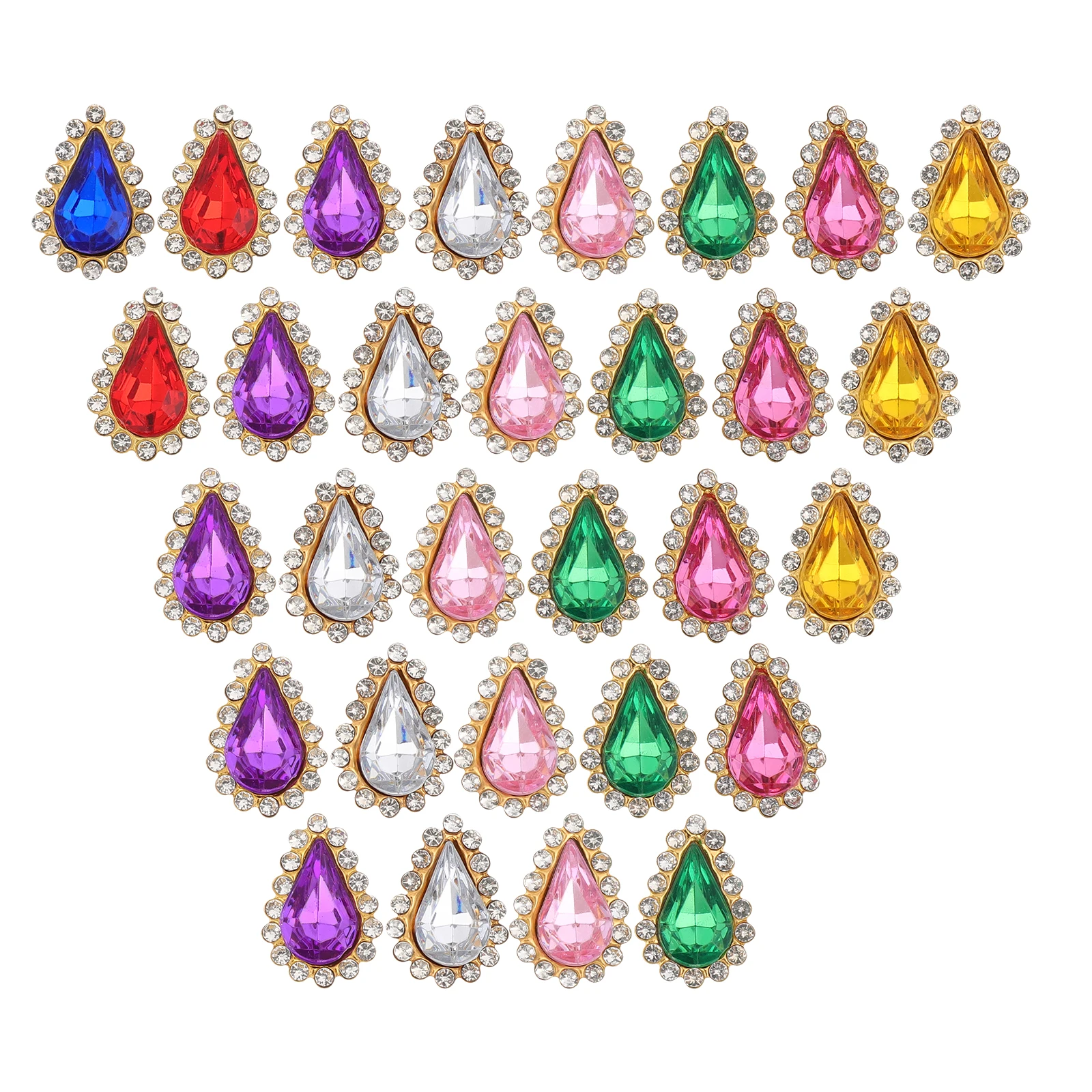 

100 Pcs Sunflower Hand Stitched Stone Glass Rhinestones Teardrop Shape Colored Alloy Flatback DIY Jewelry Accessories Hair Clip