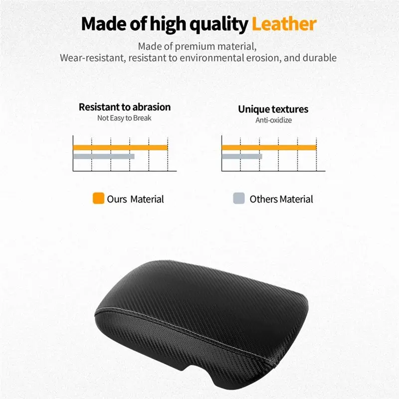 Armrest Pad Cover Carbon Fiber Texture For Ford Mustang 2015-2025 Center Console Lid Replacement Accessories