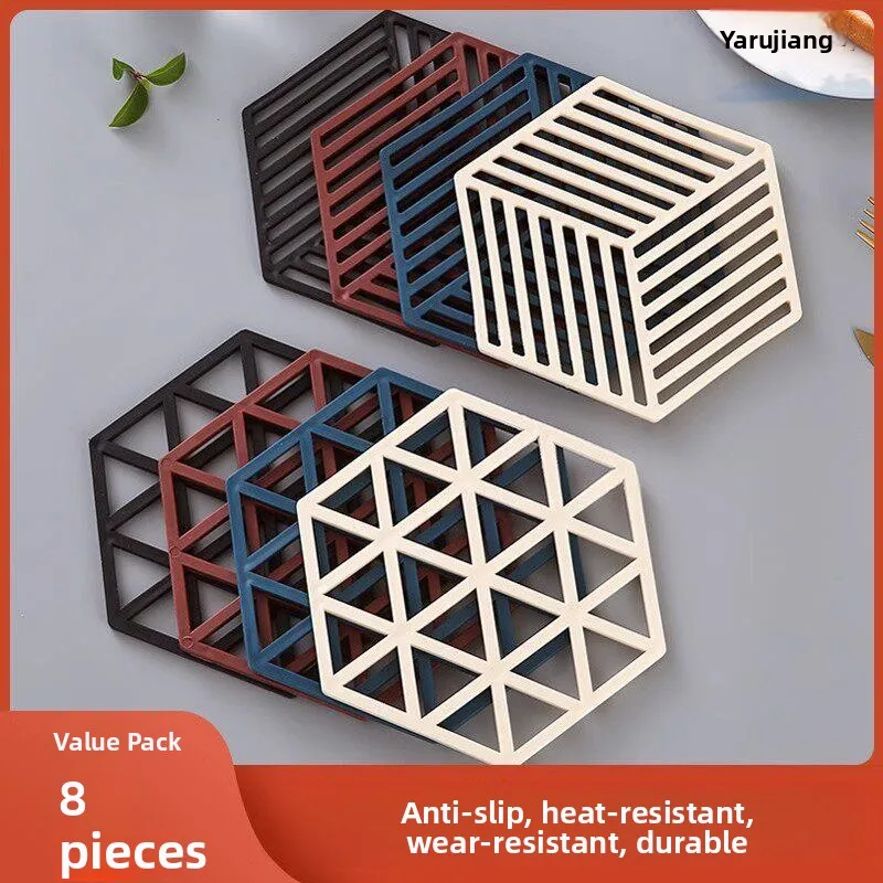 

Heat Resistant Silicone Dining Table Mat Anti-Scalding Pad for Pots And Pans Dinner Plates And Cups Irregular Shape Plastic