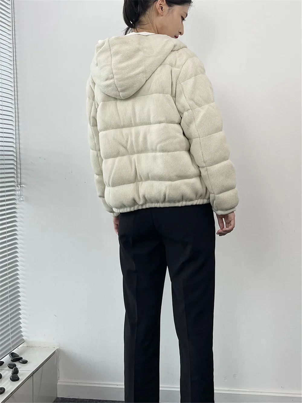 Manteau en duvet à capuche avec fermeture éclair, hauts en cachemire, vêtements d\'extérieur, haute qualité, hiver