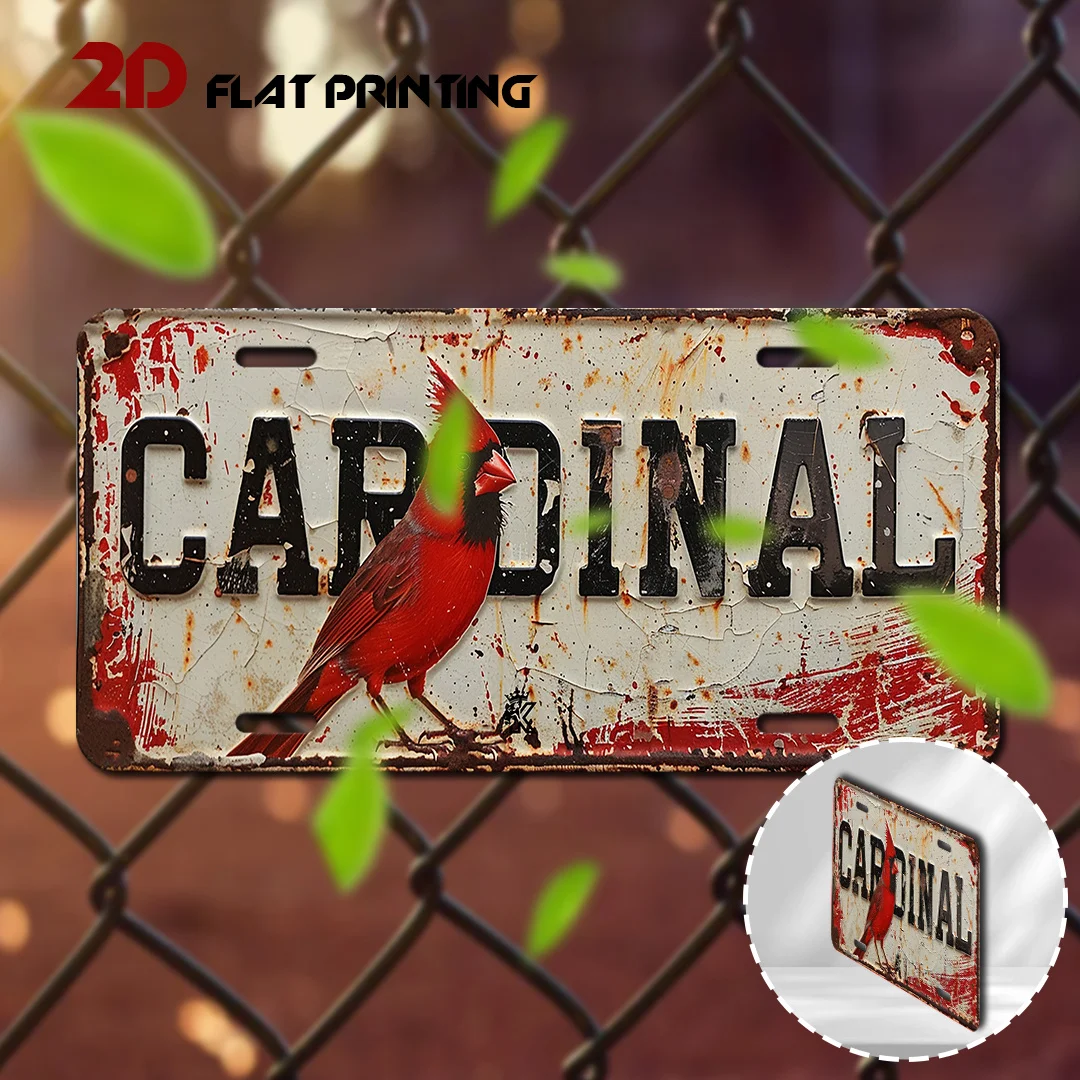 2D Flat, 1pc Vintage Red Bird Metal Wall Art Sign Country Red Bird Design, Easy-to-Install Aluminum Decoration,Suitable for H