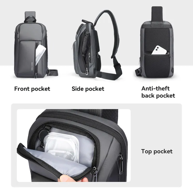 MarkRyden Colonne: Fashion Chest Bags Outdoor Leisure Waterproof Shoulder Crossbody Bag Large Space Chest Bag Men Sling Bag