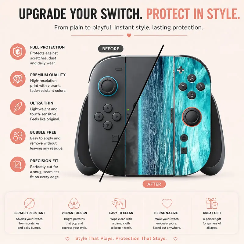 Creative pattern SWITCH game console protective film, with natural touch and comfortable feel, featuring personalized designs