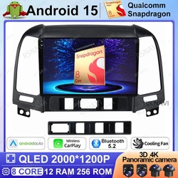 Android 15 Car Radio For Hyundai Santa Fe 2 2006-2012 Head Unit Qualcomm Autoradio Stereo Viedo Player GPS Navigation QLED DVD