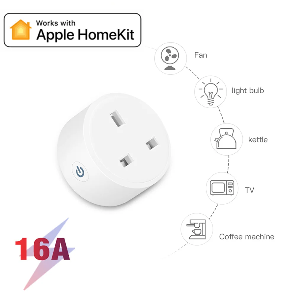 

Heltec 16A Socket WiFi Smart UK Plug 3Pin Adapter Home Power Outlet Timer Function Power Outlet Set Remote Control Monitor