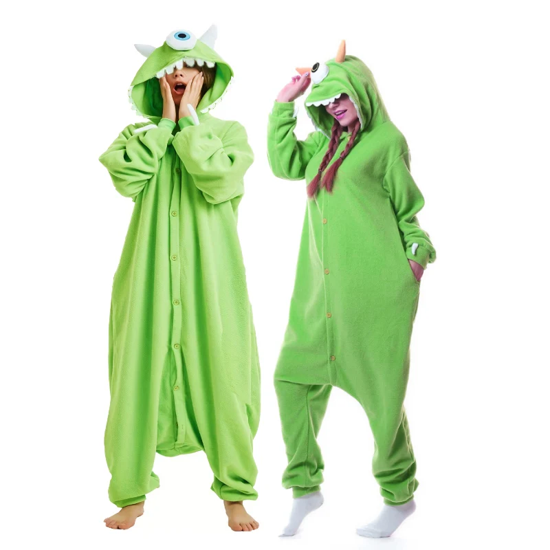 

Pajamas Fleece Onesie Adult Animal Pajamas Cartoon Green One-eyed Monster Clothing Winter Pajamas Anime Funny Kigurumi