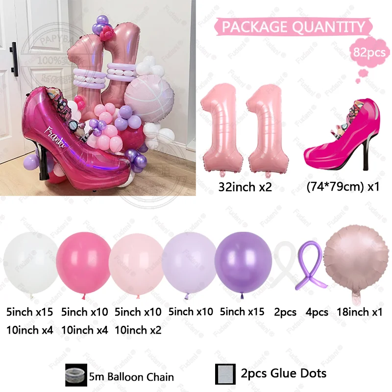 81 قطعة من بالونات فويل بكعب عالٍ لعيد الحب للفتيات وحفلات أعياد الميلاد وحفلات أعياد الميلاد وحفلات الزينة التذكارية والهدايا #6