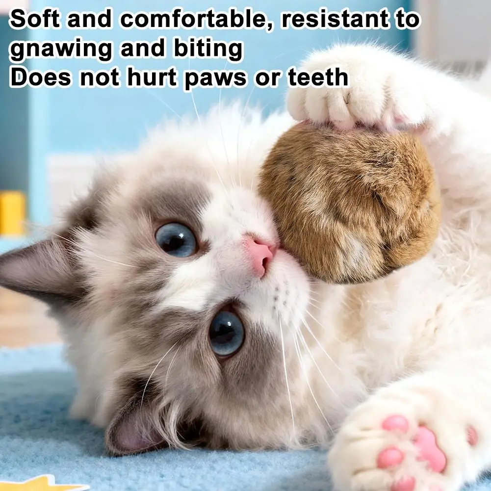 3/6pcs Rabbit Fur Ball Interactive Cat Toy Pet Product Containing Catnip Toy Ball Chasing Plush Toy Ball Cat Accessories 8cm