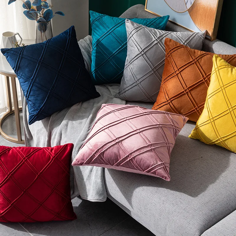 1/2pcs 45*45CM Velvet Cushion Cover Geometric Decorative Simple Elegant Pillow Cover for Sofa Living Room Decor Gift Pillowcase