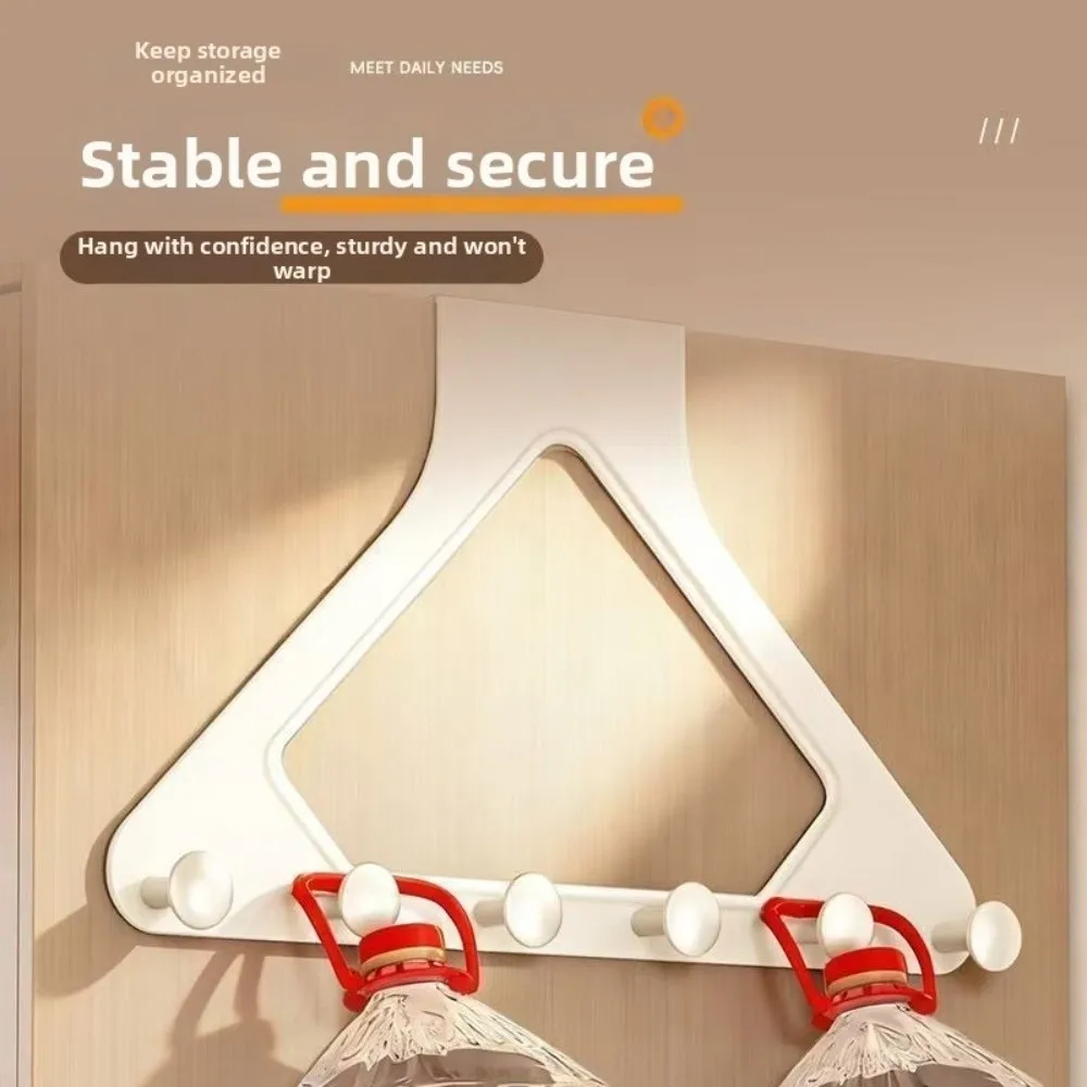 E9 Heavy-Duty Plastic Over-the-Door Hook No Drill Multi-Hook Structure Key Hanger Rack Side Wall Mount Triangular Shape Hat Hook