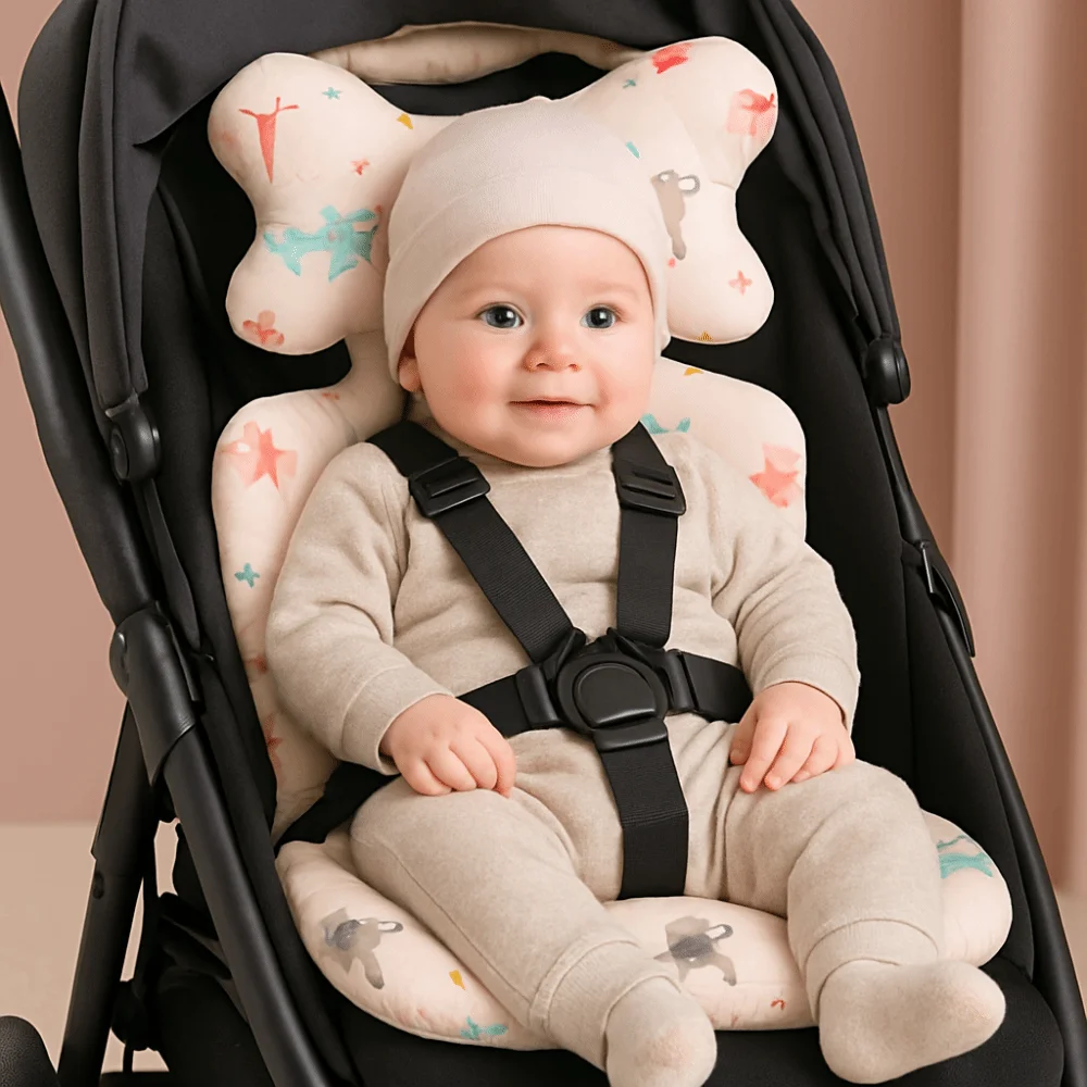 Soft Baby Stroller Cushion Comfortable Cartoon Printed Baby Pram Seat Mat Car Seat Breathable Dining Chair Cotton Pad