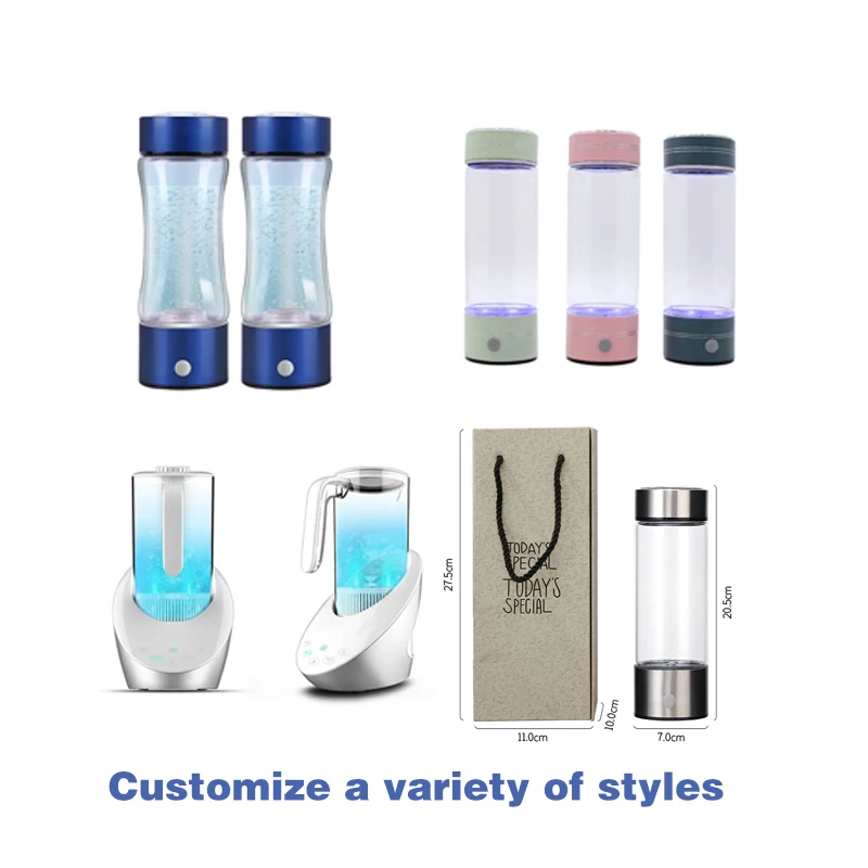 Level Up Filter Water Bottle Hydrogen Alkaline Hydrogen Water Bottle Ionizer Hydrogen Water Generator With Glass Bottle