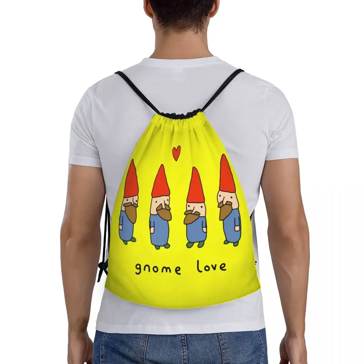 Gnome Love-Bolso con cordón para hombre y mujer, Mochila deportiva portátil para gimnasio y compras