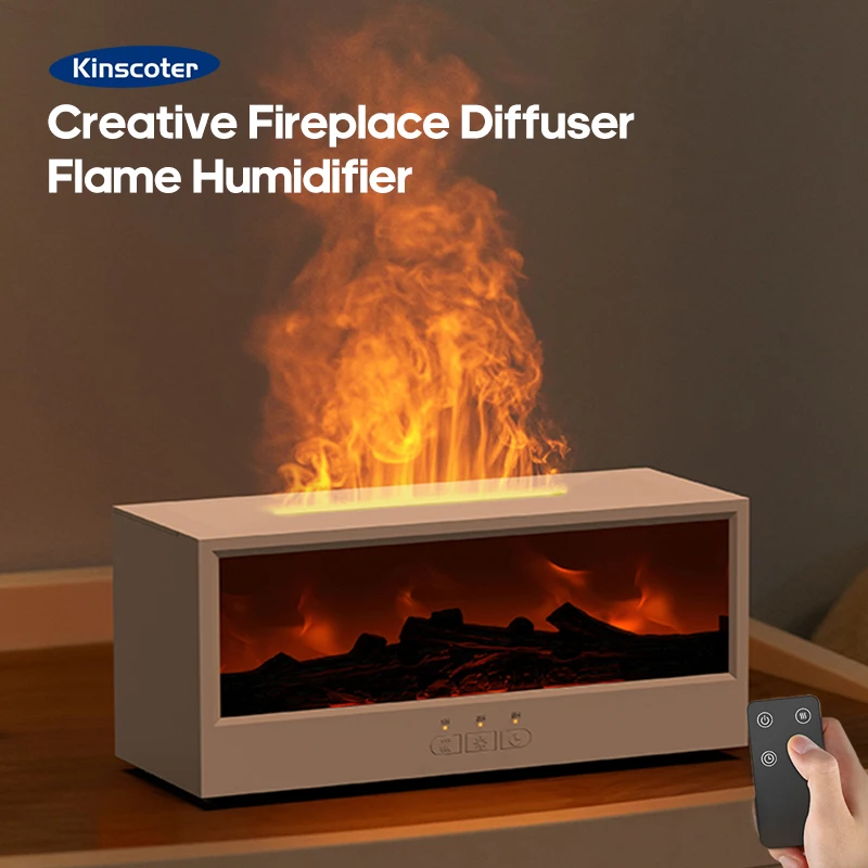 Aromatic essential oil fireplace diffuser Colored flame diffuser Campfire fireplace humidifier with remote control home office