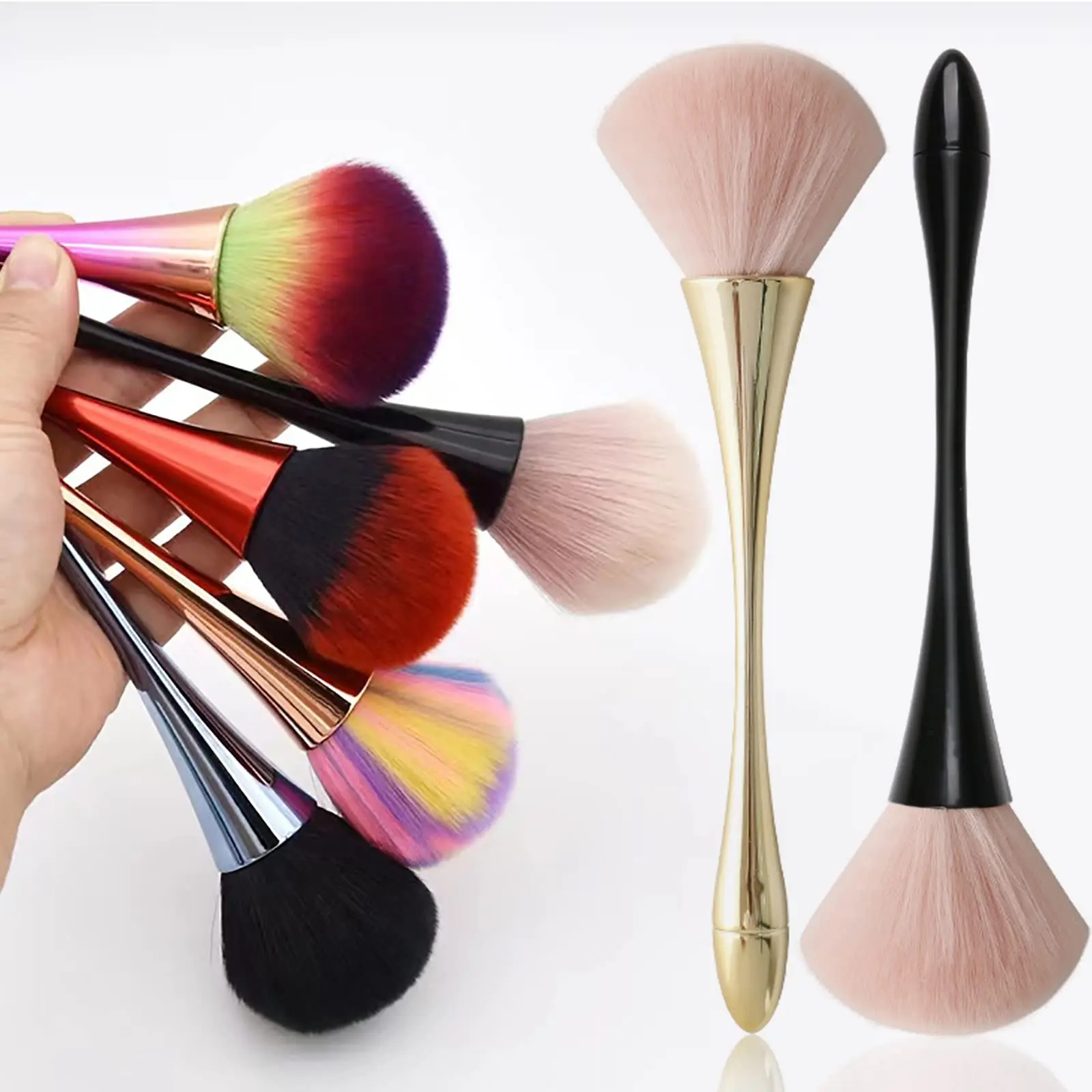 

2pcs Nail Dust Brush Acrylic Brush Cleaner Nail Brushes for Cleaning Dust Dip Powder Brush