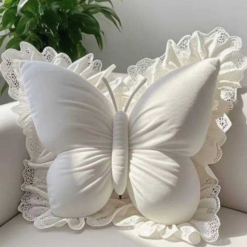 For Butterfly Cushion Plush Toy Pillow Bedroom Bedside Lace
