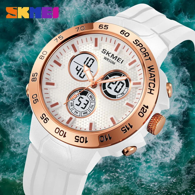 ساعة SkmeiMen's Student العصرية الرياضية الإلكترونية وساعة منبه مقاومة للماء ومضيئة ومتعددة الوظائف