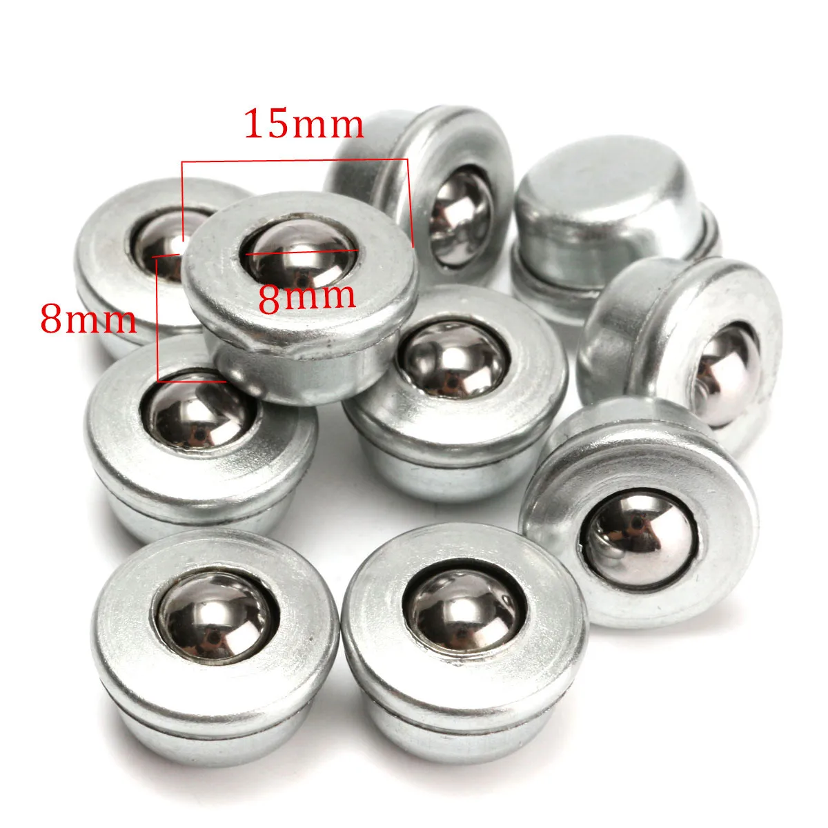 10Pcs 8mm CY-8H Metal Sliver Ball Transfer Bearing Unit Conveyor Roller Wheels Small Flat Round Eye Wheel Conveying Ball