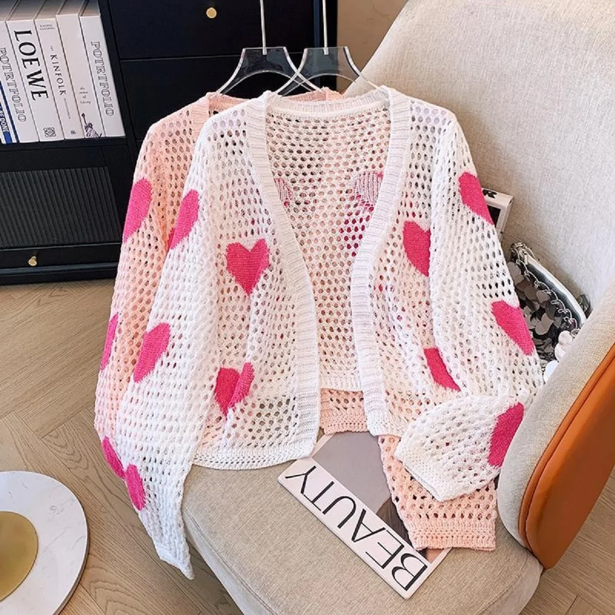 V Neck Cropped Cardigan Women Long Sleeve Twist Knitted Sweater Spring Summer  Keep Cool  Korean Fashion Jacket Cardigan