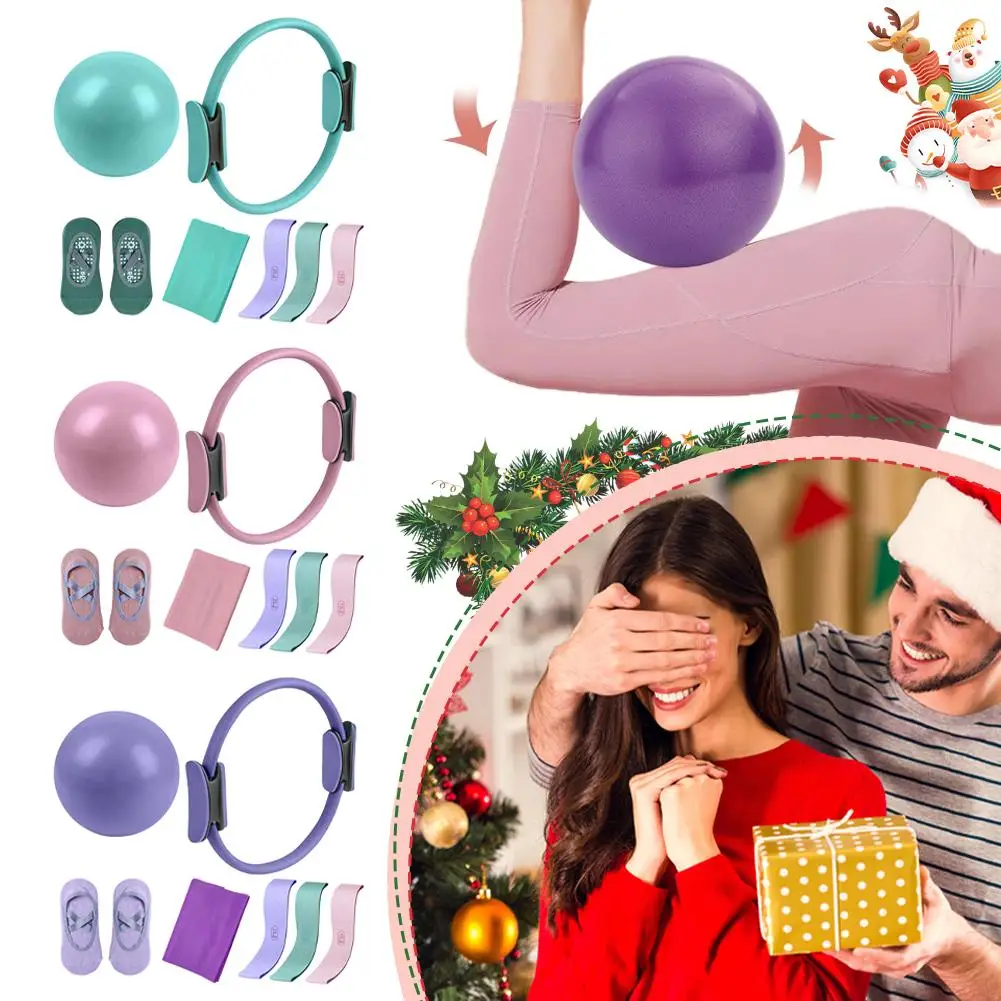 シリコンピラティス7点セット-ピラティスリング-レジスタンスバンド-シリコンストレッチバンド-ヨガソックス-フィットネスボール-筋肉を伸ばす